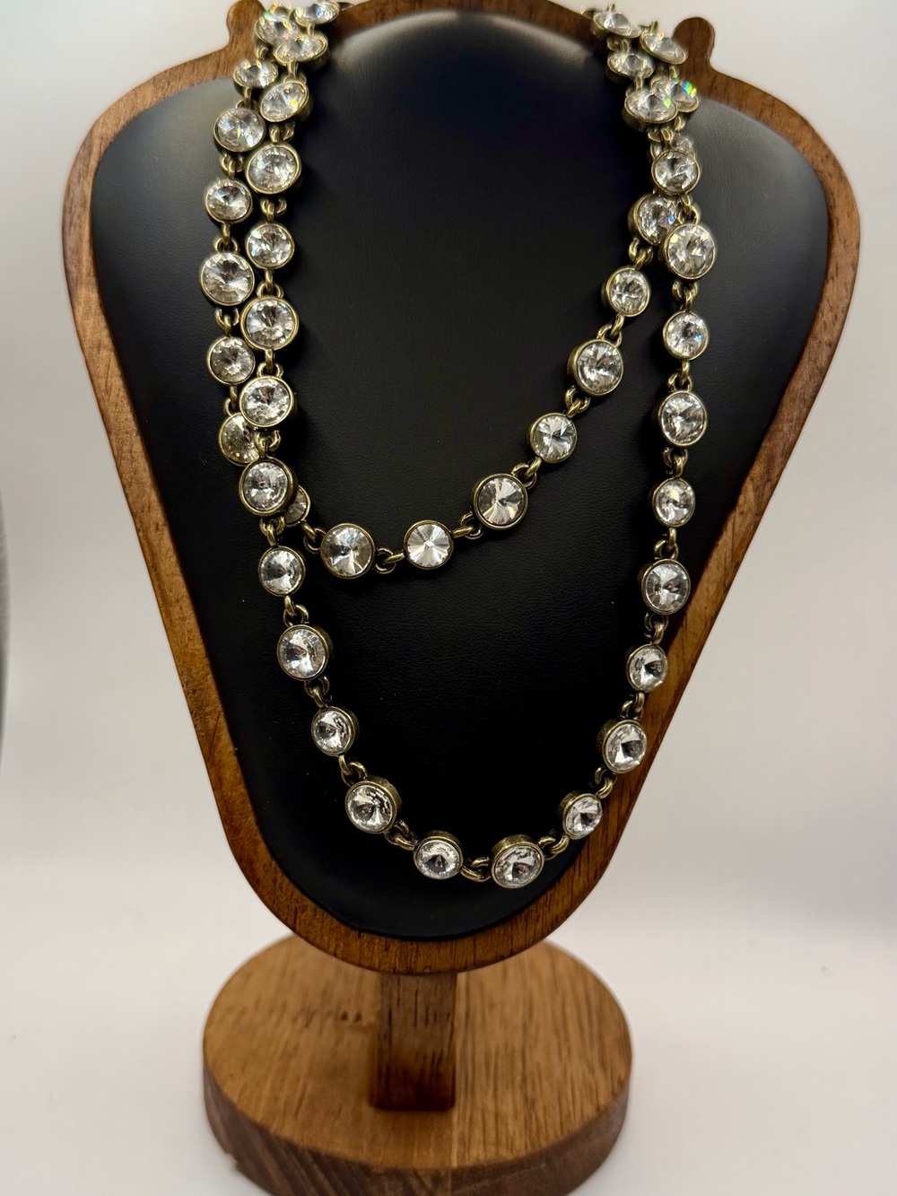 Chico's Gold-Tone Double Strand Clear Crystal Necklace